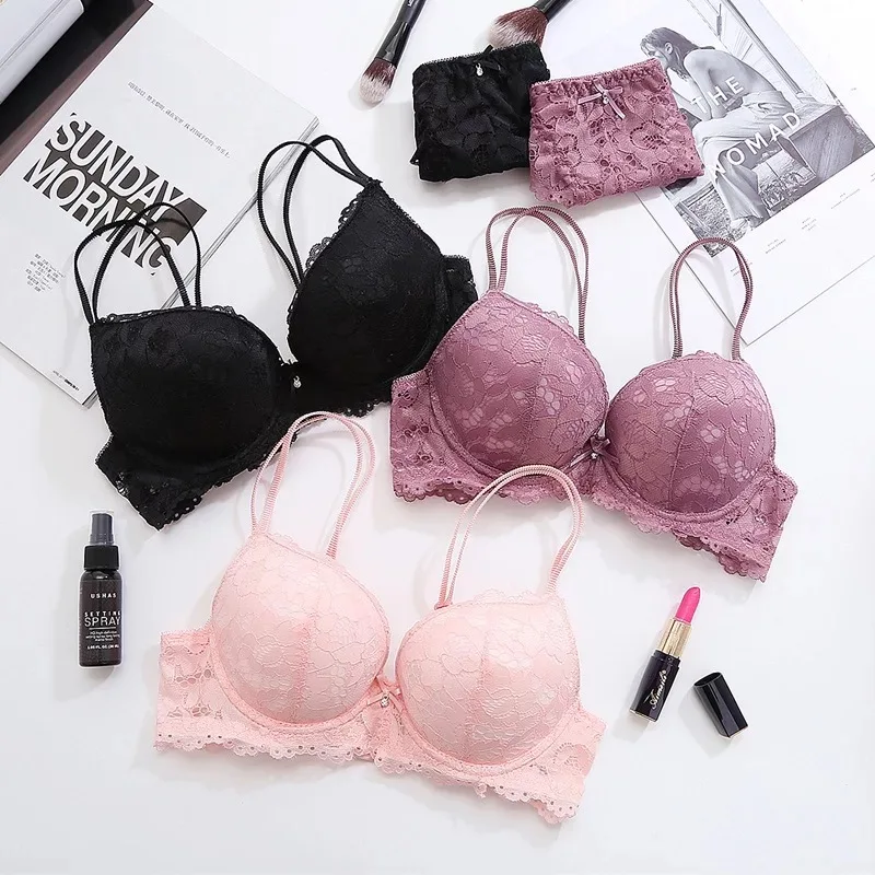 

Lingerie Sexy Bra Set Women Push Up Lenceria Mujer Femme Underwire Langerie Girl Bralette Bras And Panty Feminina Lace Underwe