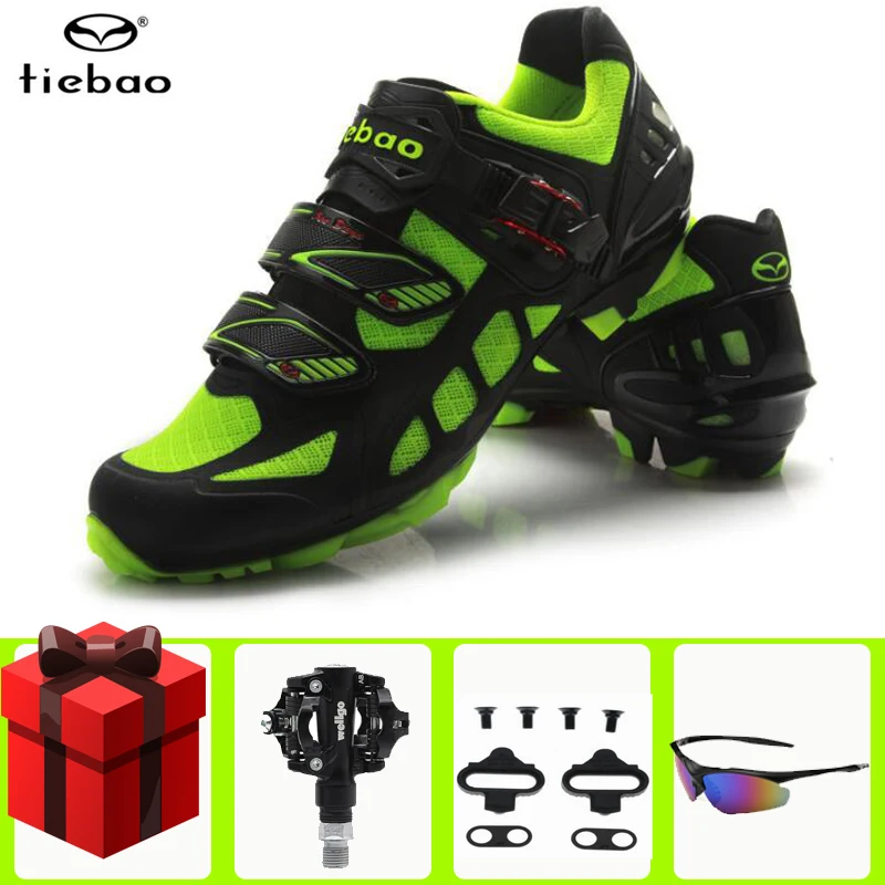 Tiebao Cycling Shoes Men sapatilha ciclismo mtb Mountain Bike add SPD pedal Bicycle Resistant Self-locking Cycling Sneakers - Цвет: B1502 add all
