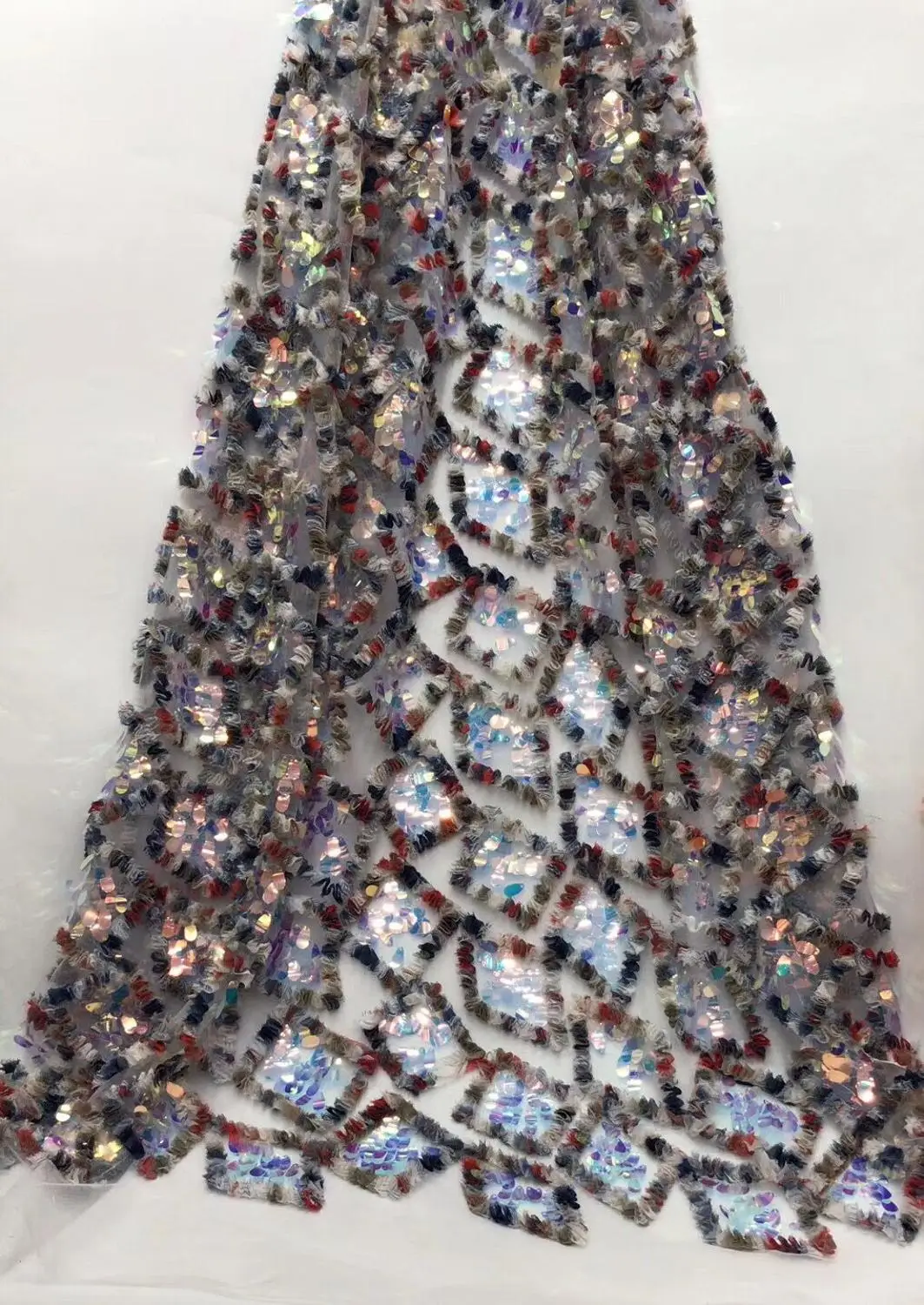 

David-8.9807 embroidered Mesh Tulle fabric Factory price sequins Nigerian lace fabrics