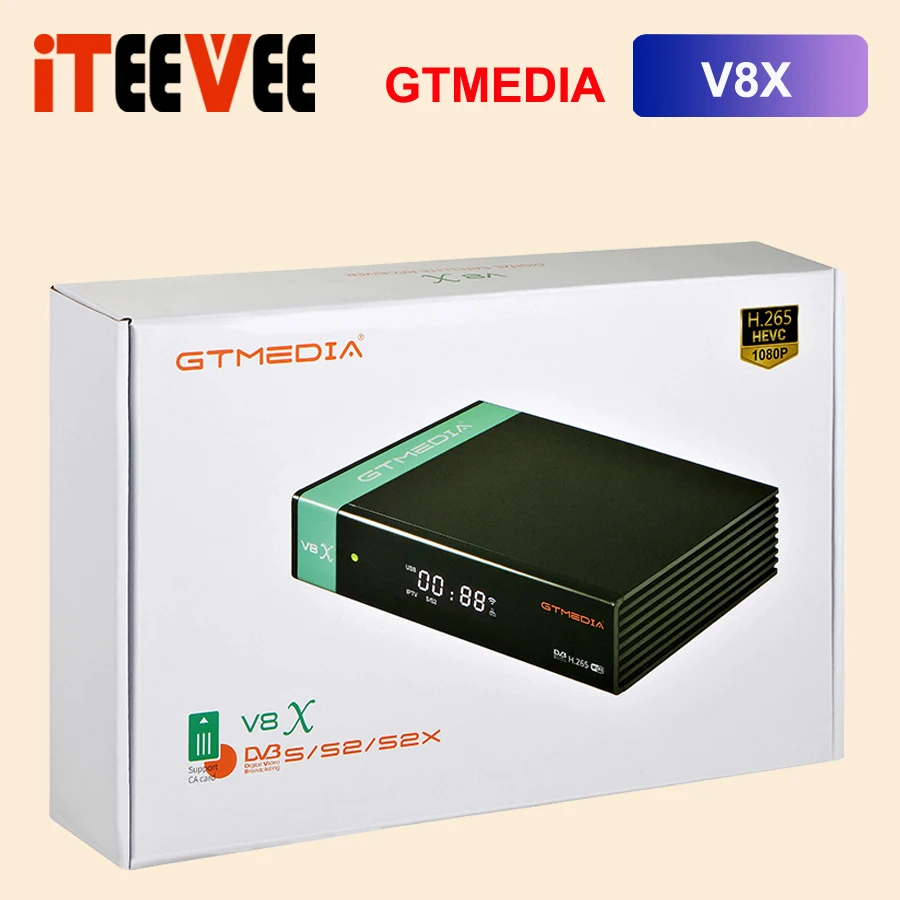 GTMEDIA V8X DVB-S/S2/S2X Satellite Receiver H.265 HEVC 10Bit Built-in  WIFI,CA Card Reader STB Support MARS/ECAM/CCAM/M3U TV Box
