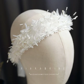 

Handmade flowers bride headdress hair band fairy fan hair band studio modeling jewelry wedding headdress
