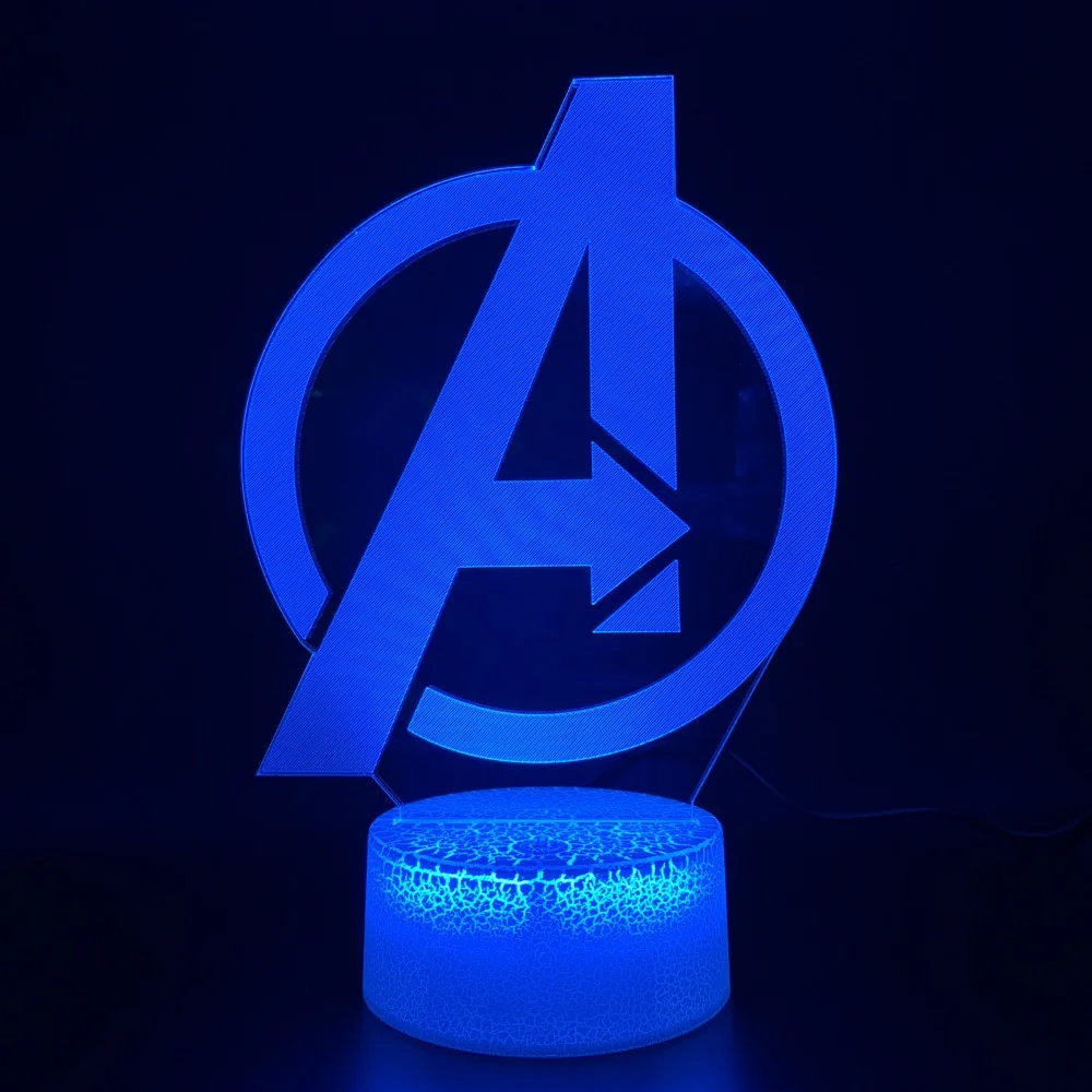 3d светодиодный ночник, светильник с логотипом Marvel Мстители, украшение для спальни, яркий базовый цвет, меняющий крутую атмосферу для маленьких детей
