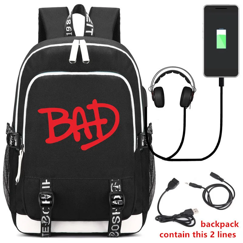 

Game Anime Letters Printing School Bag Teenagers Girls Boys Backpack USB Charging Headphone Plug Laptop Bag Travel Bag Rucksack