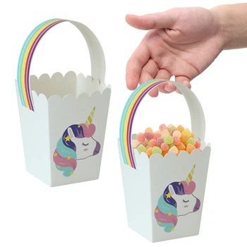 

Unicorn Party Popcorn Boxes DIY Folding Candy Birthday Party Decoration Christmas Treat Bags Popcorn Box Drop Shipping