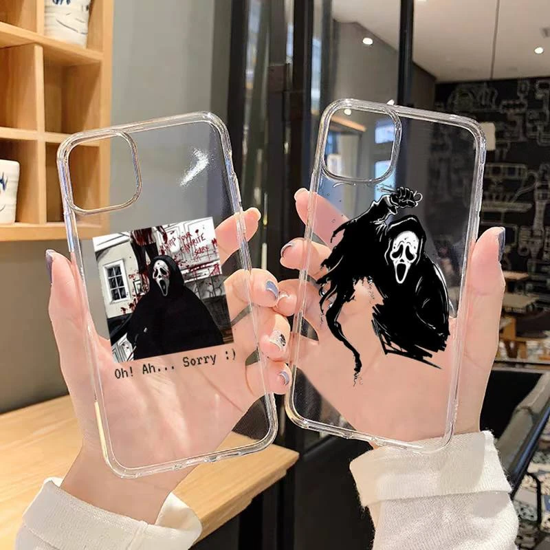 case iphone 13 pro max Ghostface Scream horror art Phone Case Transparent soft For iphone 12 11 13 7 8 6 s plus x xs xr pro max mini iphone 13 pro phone case
