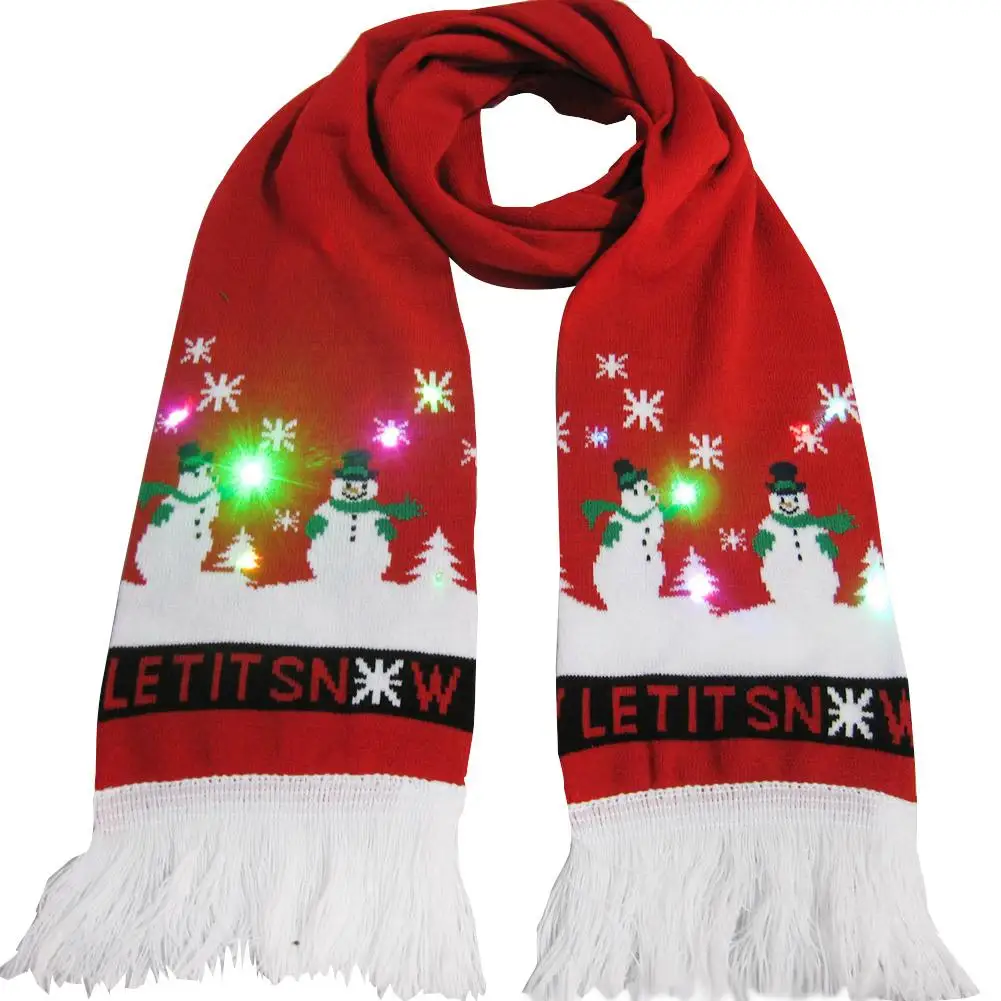 Рождественский шарф светящиеся вязаный шарф для мужчин и женщин теплая Ленточки украшения хрустальный шар вечерние подарок на день рождения праздник шарф Для женщин - Цвет: 1