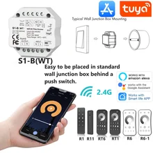 Dimmer LED 220V 230V 110V Triac Wireless Wifi RF Dimmable Push Switch with 2.4G Remote Dimmer Switch for LED Lamp Bulb S1-B(WT)