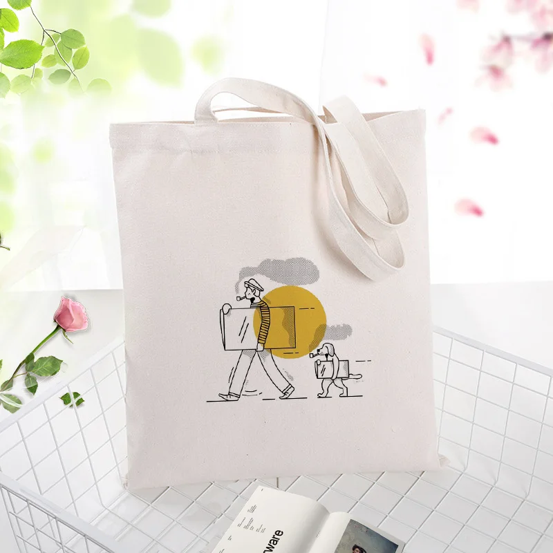 Вместительная сумка для покупок Холщовая Сумка Изобразительное искусство текст DIY ежедневное использование пользовательский принт Логотип эко многоразовая утилизация