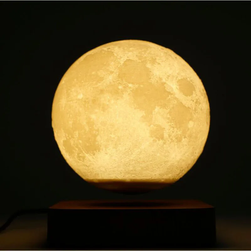 noite rotativa led lua flutuante lâmpada