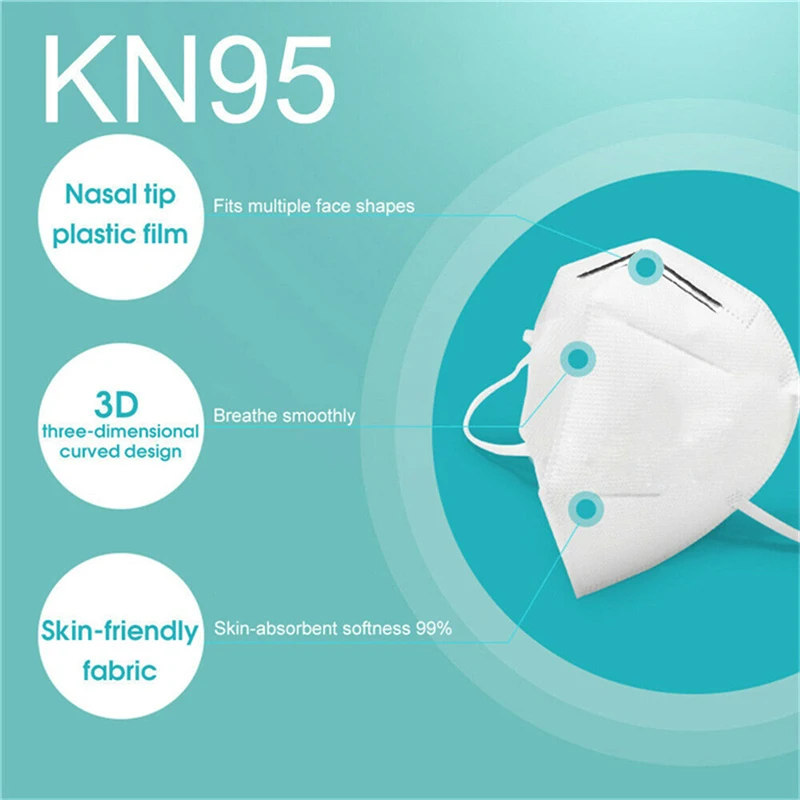 

5Pcs FFP3 Respirator KN95 Folding Protective Masks Three Layers Prevent Bacterial Droplets Earhook Disposable Face Mask