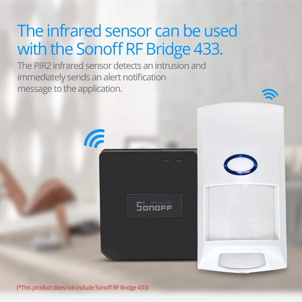 SONOFF мост RF 433 МГц Wi-Fi беспроводная Замена DW1 датчик двери окна пир2 датчик движения сигнализация системы безопасности дома Google - Комплект: bridge Pir2