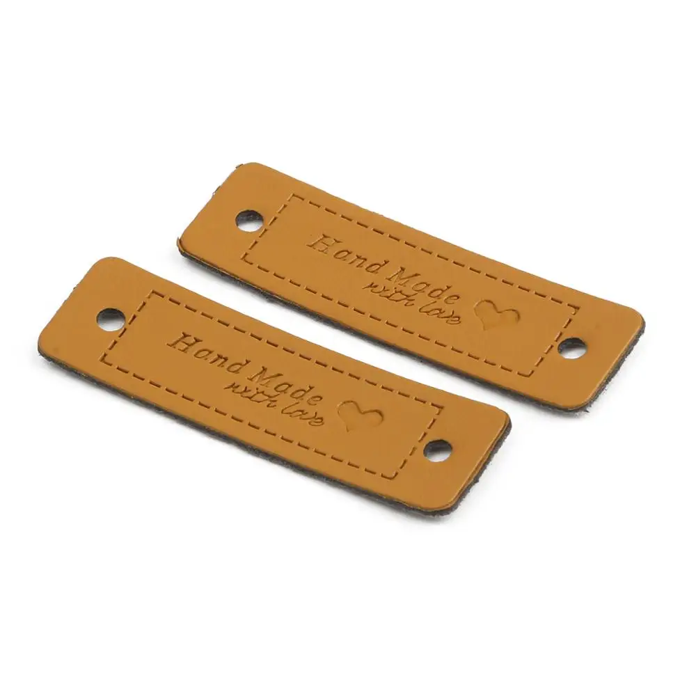 Этикетки ручной работы из искусственной кожи с сердечками 12 шт.|Этикетки для