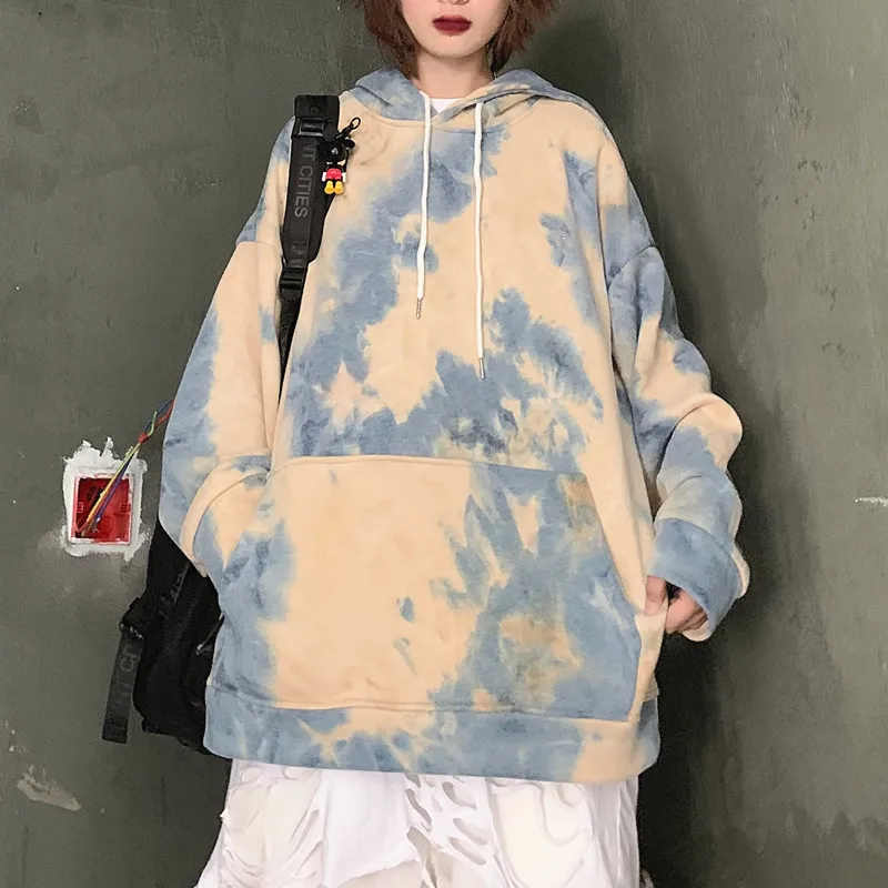 Tie Dye граффити контрастный принт карман с капюшоном свободный свитер пуловер толстовки Harajuku уличная Панк Топ скейтборд с граффити