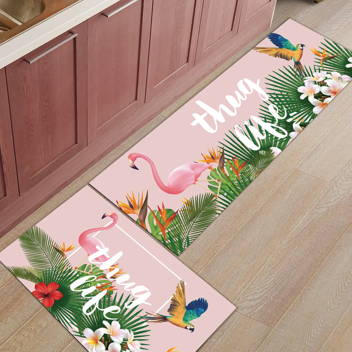 2 шт. Коврики для кухни попугай желтовато-Красного цвета тропические растения головорезы жизни коврики для входной двери ванной комнаты гостиной двери коврики дома