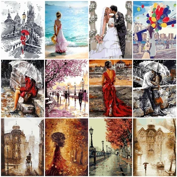

JHLJIAJUN DIY Picture On Wall Oil Painting By Number Portrait Home Decor Abstract Drawing Lover Hand Unique Gifts 40x50cm