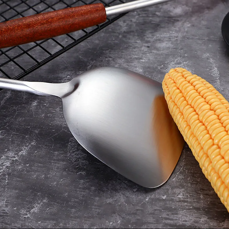 Anti-scald Long Handle Cooking Cookware Stainless Steel Cooking Turner Shovel Spatula Kitchen Tool for Non-stick Pan Rice Spoon