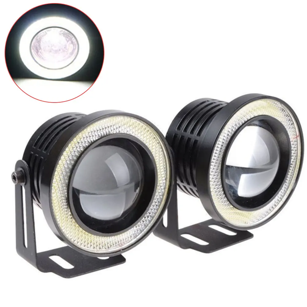 2pcs Angel Eyes Fog Light Projector LED Angel Eye Fog Lamp Durable Car 3 Inches Fog Light