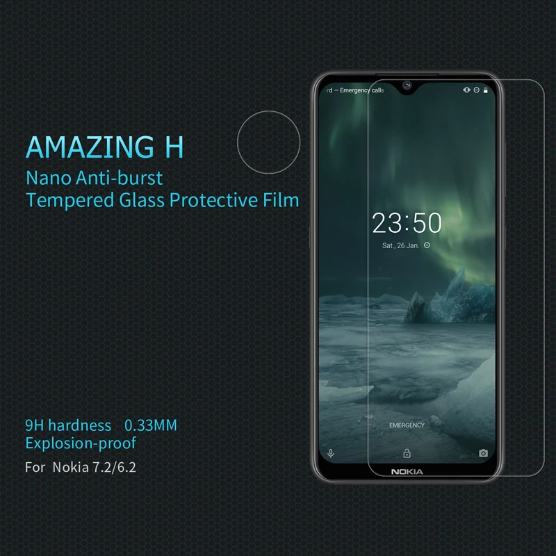 

For Nokia 7.2 Nokia 6.2 Glass NILLKIN Amazing H Anti-Explosion 9H 0.3mm Tempered Glass Screen Protector For Nokia 7.2 6.2 cover