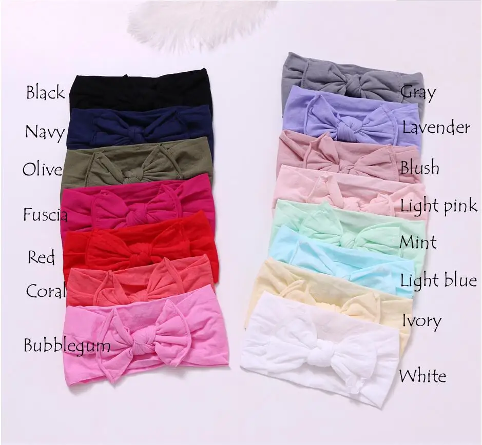 36PC/lot Bulk Baby Newborn Kids Handmade Nylon Headbands,Knotted Bow wide Nylon Headband,Children Girl Headwear Hair Accessories