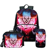 Mochila IT Horror Movie рюкзак "Клоун" школьные сумки для подростков девочек мальчиков рюкзак для ланча Детский рюкзак для путешествий с пеналом