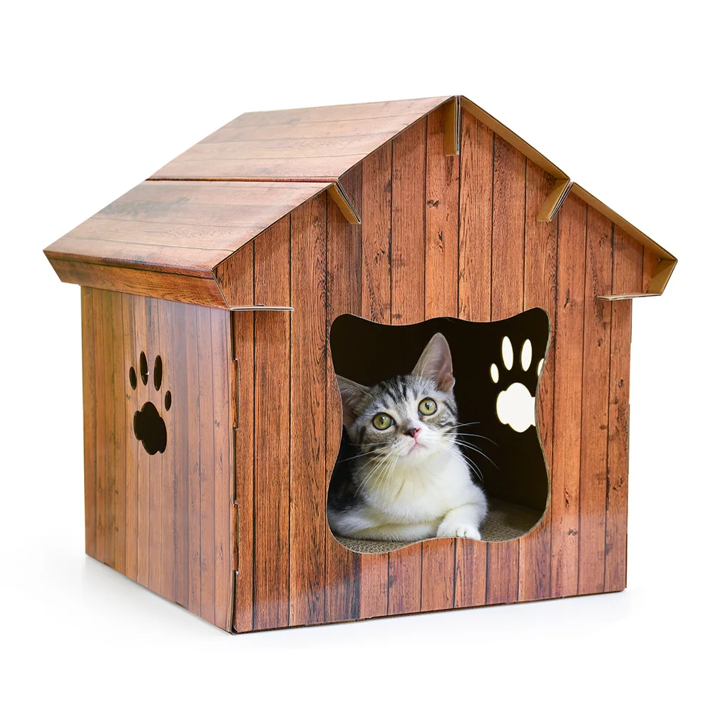 

Cool DIY House Indoor Supplies Grinding Tilters Corrugated Paper of Cat Nest Cat House Supporting Cat Teaser Toy