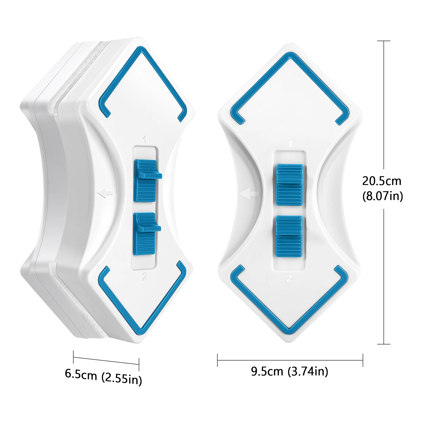 Magnetic Glass Wiper Adjustable Double Sided Cleaning Tool with Safety Rope for Indoor Outdoor 21cm 3-30mm Glass Window Cleaner