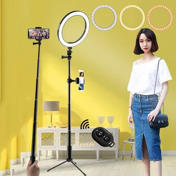 

6.2 10 inch selfie LED RING LIGHT with Tripod Stand for Makeup,Live Streaming & Youtube Video Dimmable Ring Lamp for Photography