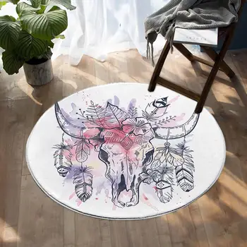 

Light Color Lamb Bone Round Area Rug Kids Play Mat Circle Carpet Painting Print Rugs for Bathroom Living Room Portable Washable