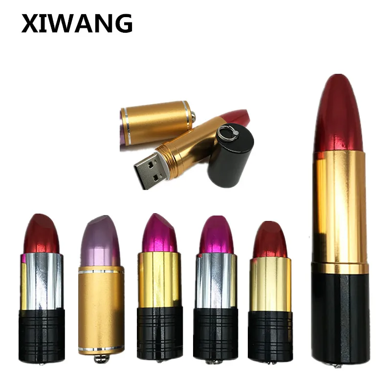 

usb flash drive 128gb funny usb 2.0 metal Lipstick usb stick 4gb 8gb 16gb 32gb 64gb wholesale pendrive hot sale pen drive u disk