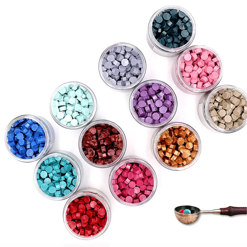 

150Pcs Sealing Wax Tablets Strips of Bronzing Wax Granules Retro Style sealing Wax Stamp Wood Handle Waxes Dissolve Stamp Spoon