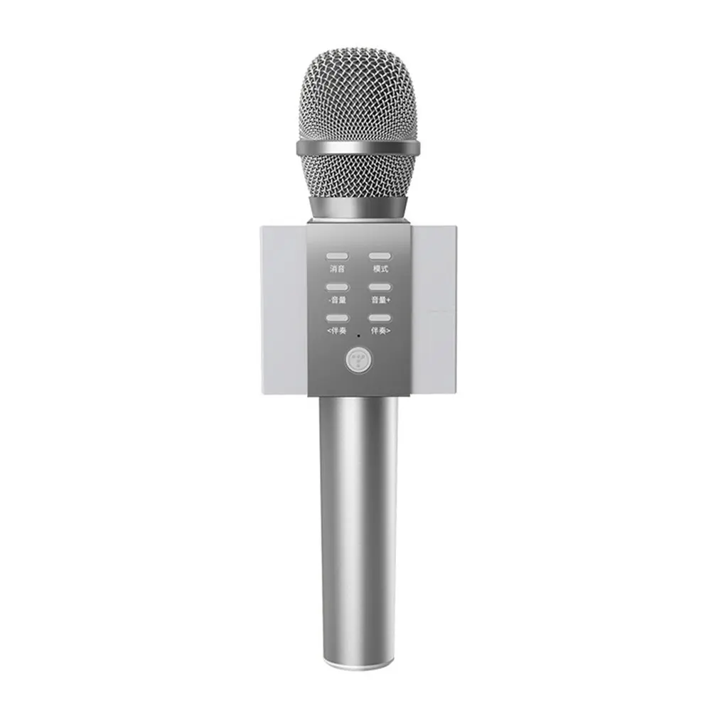 Silver Беспроводной караоке MicrophoneLouder объем больше бас 3-в-1 Портативный ручной двойной Динамик Mic машины - Цвет: Silver