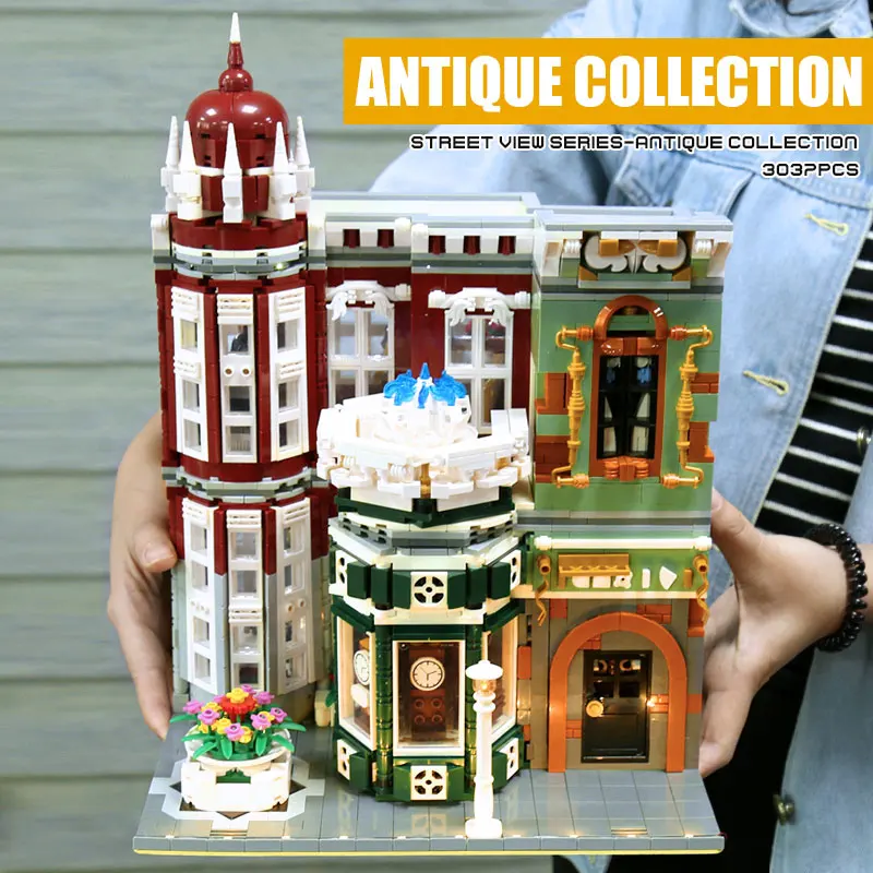 MOC Street View Creator серия антикварная коллекция магазин зеленая модель Grocer