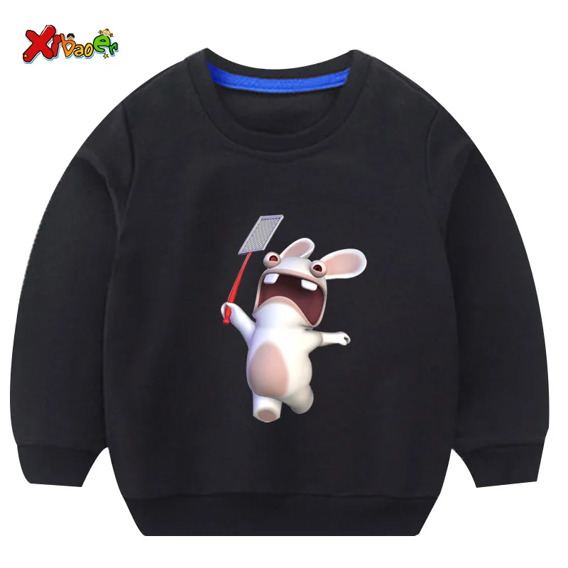 Г. Детские толстовки; Забавный детский свитер с принтом «rabbids»; Осенняя уличная одежда для малышей; Модный хлопковый пуловер - Цвет: sweatshirt black