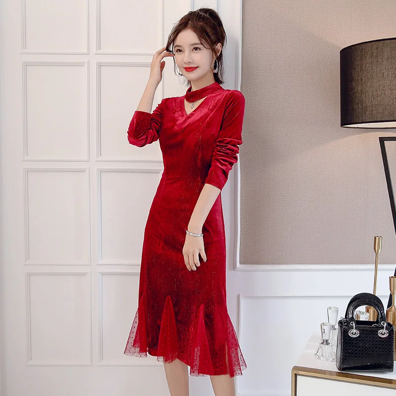 

Korean-style Women's Elegant Long Sleeve Spring Black And White with Pattern Burgundy Pullover High-waisted Crew Neck Commuting