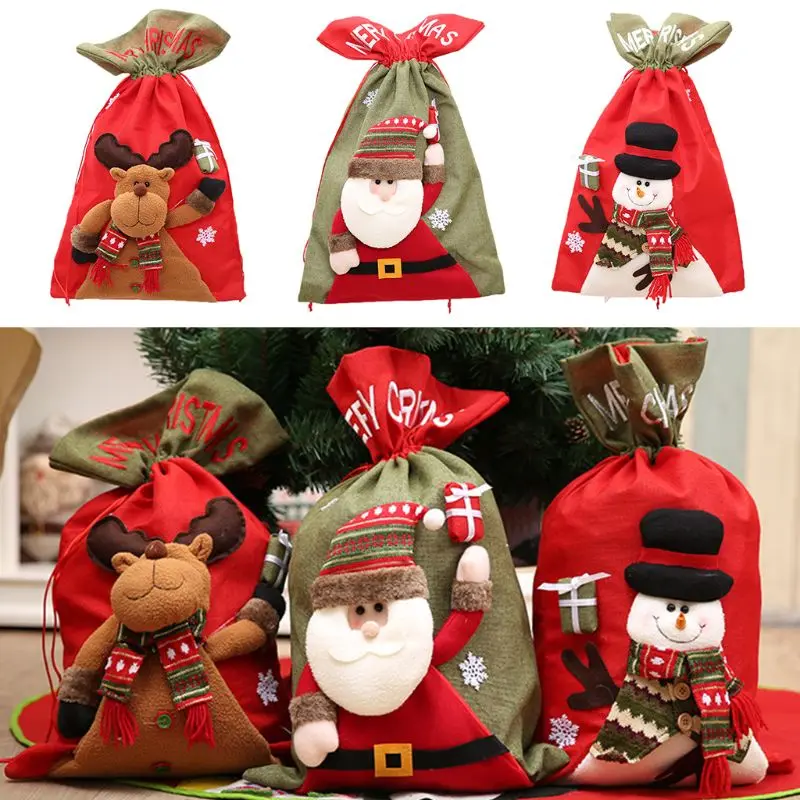

Christmas Non-Woven Santa Claus Present Bag Cute 3D Cartoon Candy Holder New