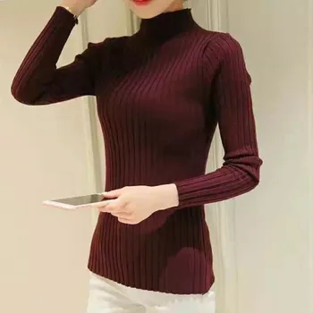 

Fashion Autumn Sweater Women Casual Slim Turtleneck Bottoming Sweaters Solid Color Winter Long Sleeve Pullover Sweater Women