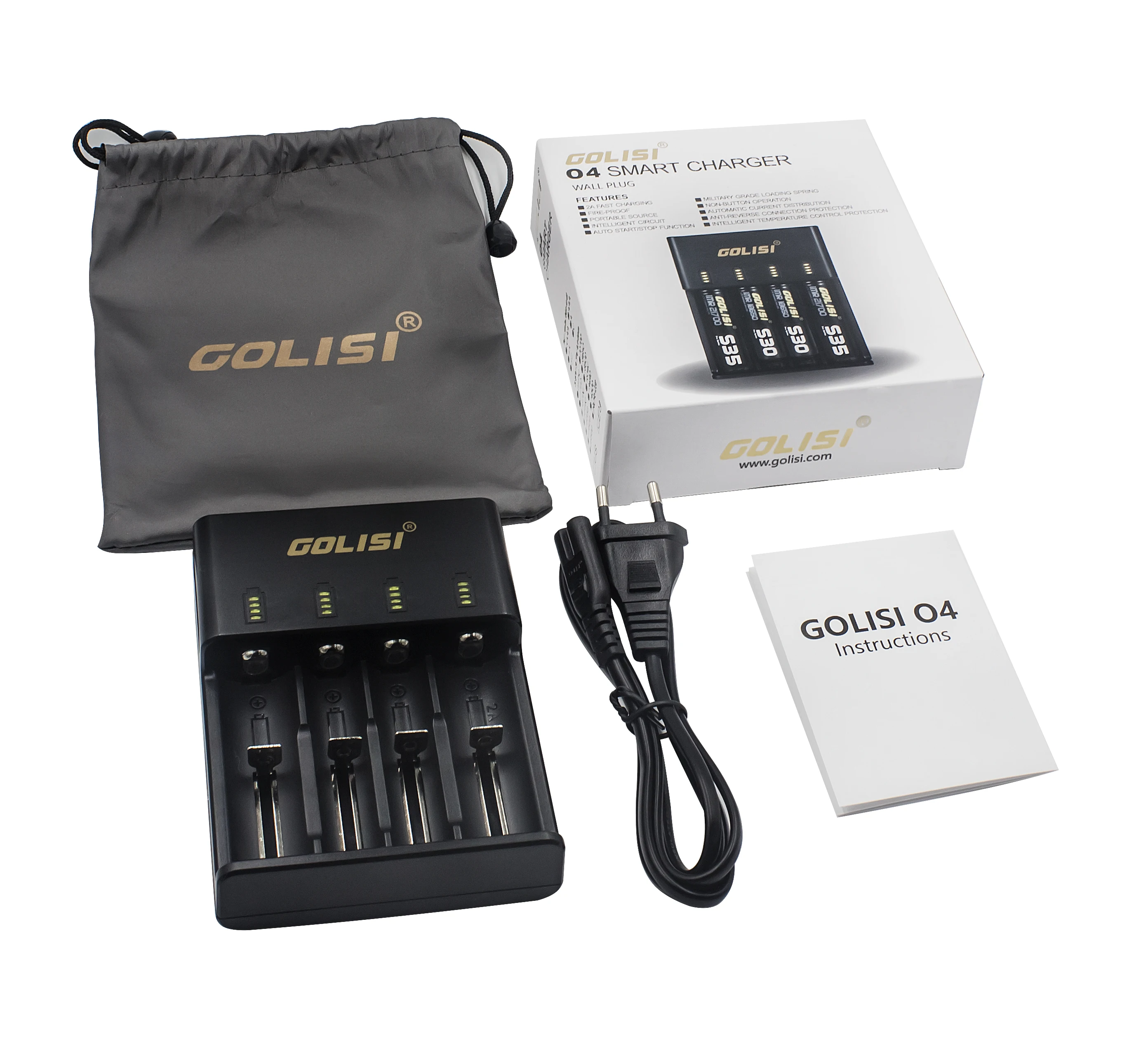 Golisi 4 шт. G25 IMR 18650 2500 мАч 30A E-CIG аккумуляторная батарея VAPE с Golisi O4 интеллектуальное зарядное устройство 2A Быстрая зарядка