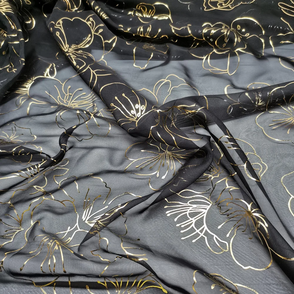 Bronzing Flower Косплей 30D шифоновое платье вечерние платья ткань материал DIY летняя ткань для платья блузка шарф квалифицированный