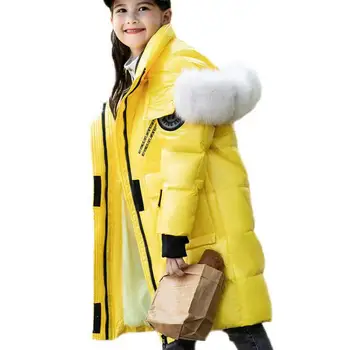 

2020 Children Girl Winter Coat Jacket Real Fur Waterproof Long Coat Parkas Clothing Kids 10 12 14 Teenage Girls X-long Warm Coat