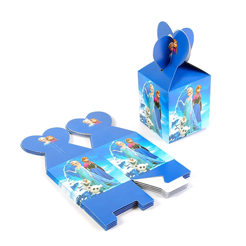 candy box-6pcs Замороженные Дисней Дети Девушки пользу день рождения пакет украшение для торжества чашки тарелки детский душ одноразовые столовые приборы - Цвет: candy box-6pcs