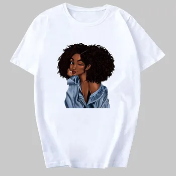 

Cool Melanin Black Girl Print Female T-shirt Harajuku T-shirts for Women Summer Hip Hop T Shirt Punk Tee Shirt Femme Vogue Top