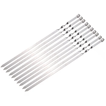 

10Pcs 50cm Long BBQ Stainless Steel Kebab Food Picnic Vegetable Needle Meat Skewers Outdoor Party Camping Grill Tools