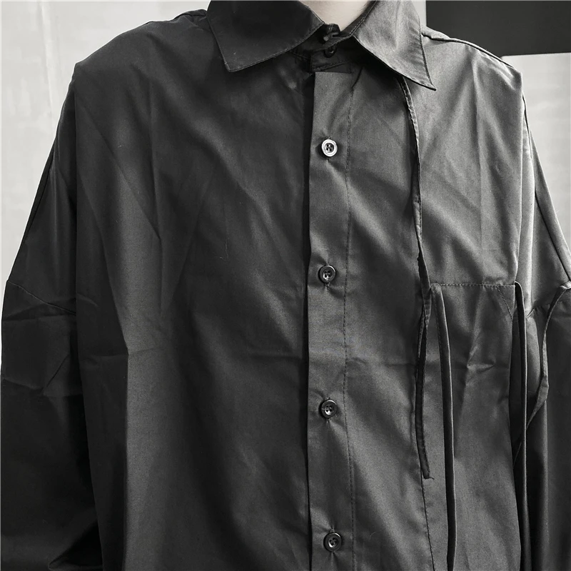 S-6XL! Мужская одежда новая мода необычный ремень дизайн с длинным рукавом рубашка размера плюс сценические костюмы певицы