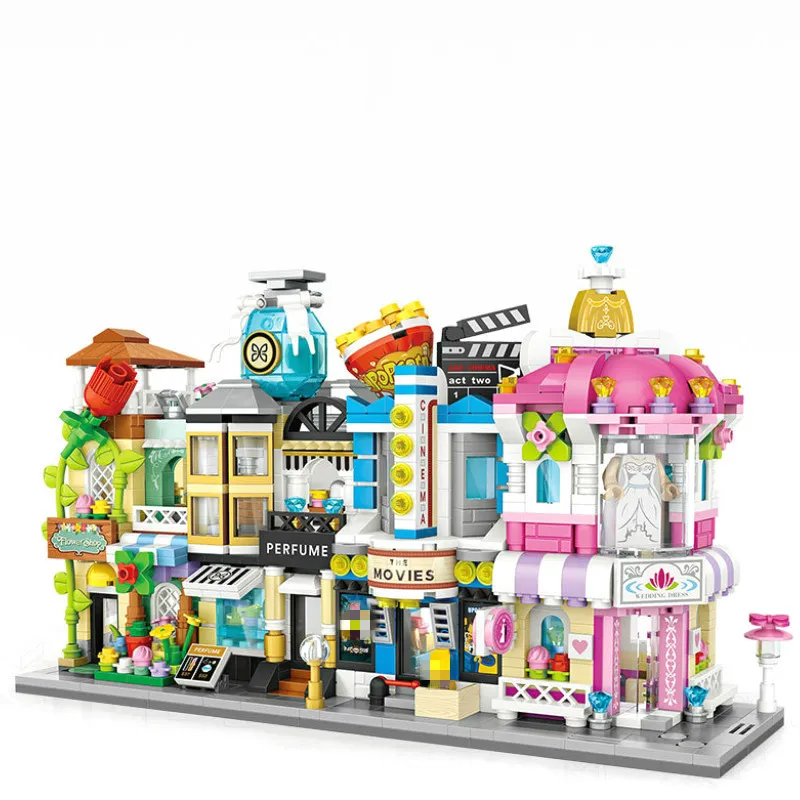 

Mini Bricks City View Scene Mini Street Model Building Block Toys Gaming Room Candy Shop Toy Store Architecture Children DIY