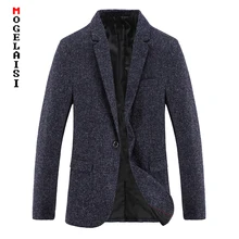 Мужские блейзеры больших размеров 46-54, тонкий осенний модный мужской костюм из полиэстера, повседневные темно-синие костюмы A037-GSXF1902