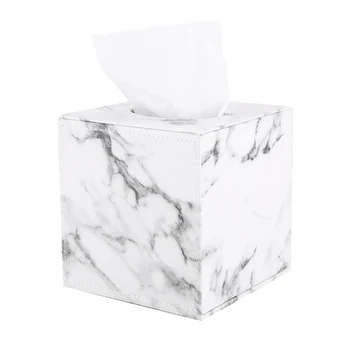 

Marble Square Square Tissue Box PU Leather Roll Paper Holder Toilet Paper Box Napkin Paper Box Cover Locker Towel Box