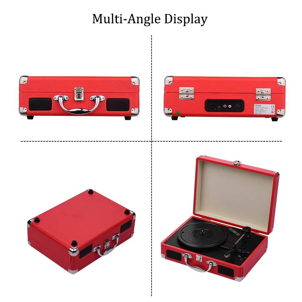

Hot New Durable Turntable Record Player 3 Speed Record Player Classic Suitcase Style with Stereo Speakers