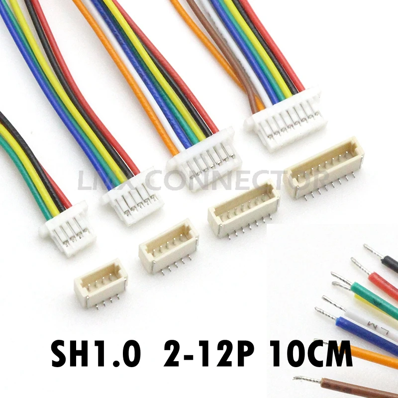 Вертикальный Штекерный разъем SMD JST SH 1 0 мм 10 комплектов 28AWG см 2 P 3P 4P 5P 6P 7P 8P 9P 10P 11P 12