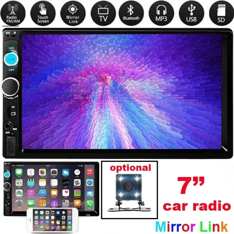 Автомагнитола 2 Din " HD сенсорный экран плеер сабвуфер MP5 SD/FM/MP4/USB/AUX/Bluetooth аудио для камеры заднего вида дистанционное управление