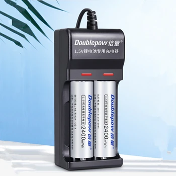 

2PCS high power 2400mWh 1.5v AA rechargeable lithium battery microphone camera lithium battery + 2 slot USB smart charger